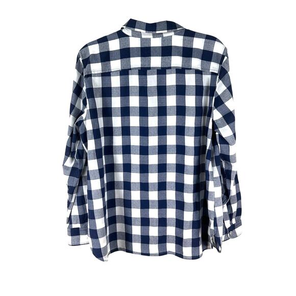 Talbots navy white gingham check women’s XL cotton modal embroidered dragonfly - Picture 2 of 5